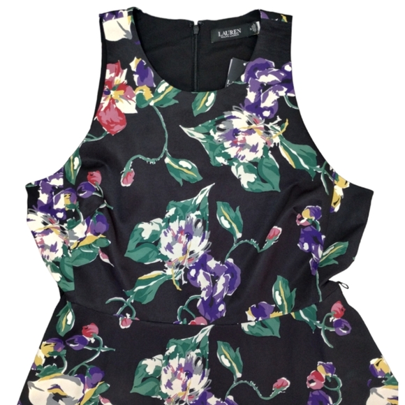 Ralph Lauren Black Label Fit and Flare Dress Pockets Floral - Picture 4 of 9